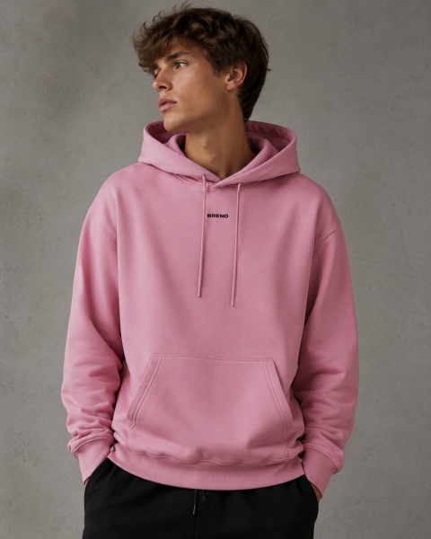 Bluza z kapturem BREND – Pink Essential Hoodie