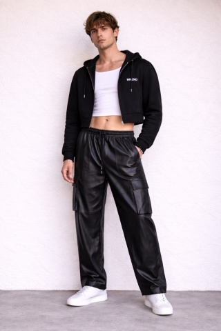 Spodnie czarne ekoskóra