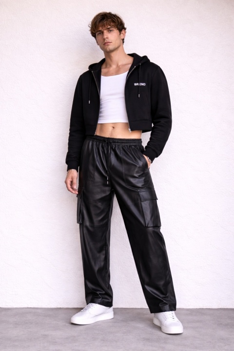 Spodnie czarne ekoskóra