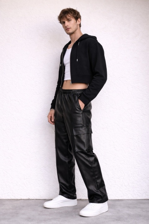 Spodnie czarne ekoskóra