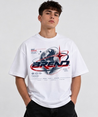 KOSZULKA Z DRÓTKIM REKAWEM GLOBAL VISION TEE. Męska modernity