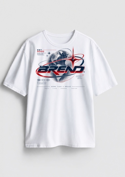 KOSZULKA Z DRÓTKIM REKAWEM GLOBAL VISION TEE. Męska modernity